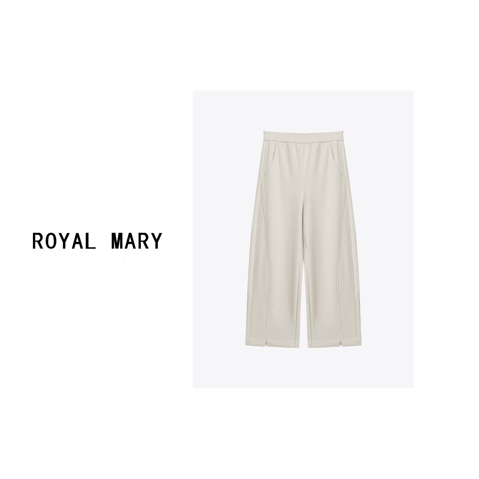 ROYAL MARY混纺羊毛加厚加绒百搭休闲直筒阔腿显瘦弯刀裤PHT061