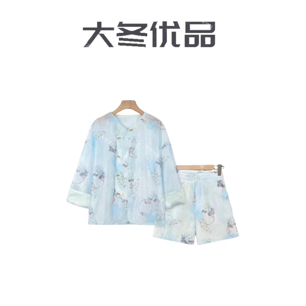 洛神牡丹--2024新中式时尚夏季高定轻奢上衣防晒短裤套装