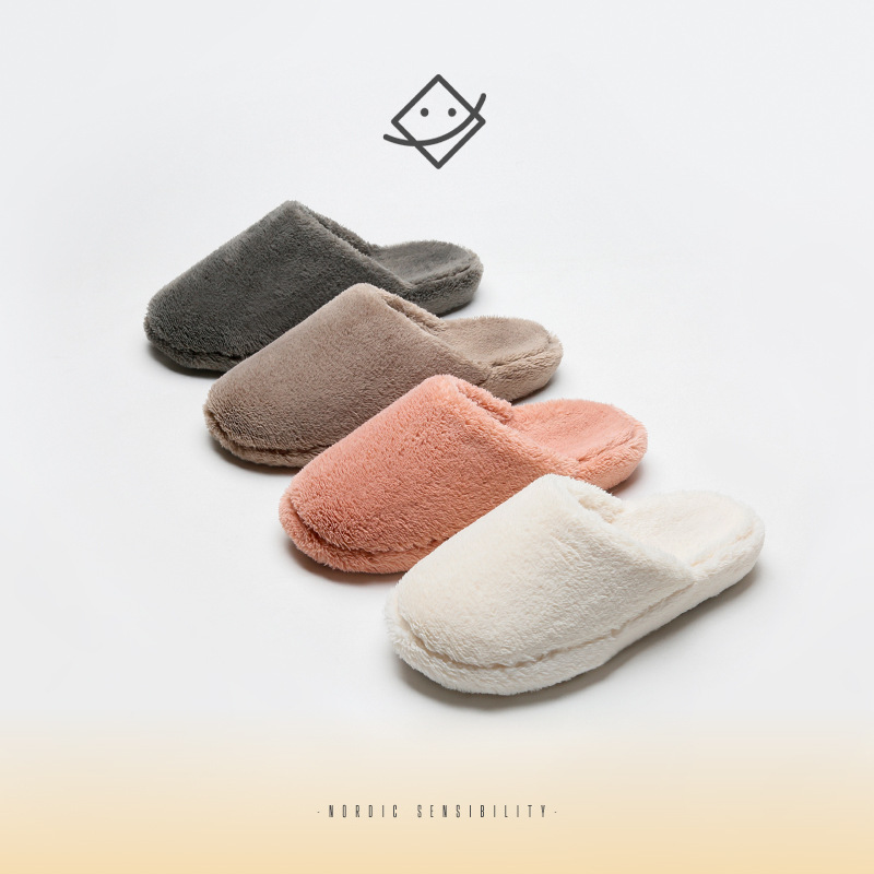 2024秋冬新品毛绒盆底后底静音居家地板防水防滑情侣拖鞋2227