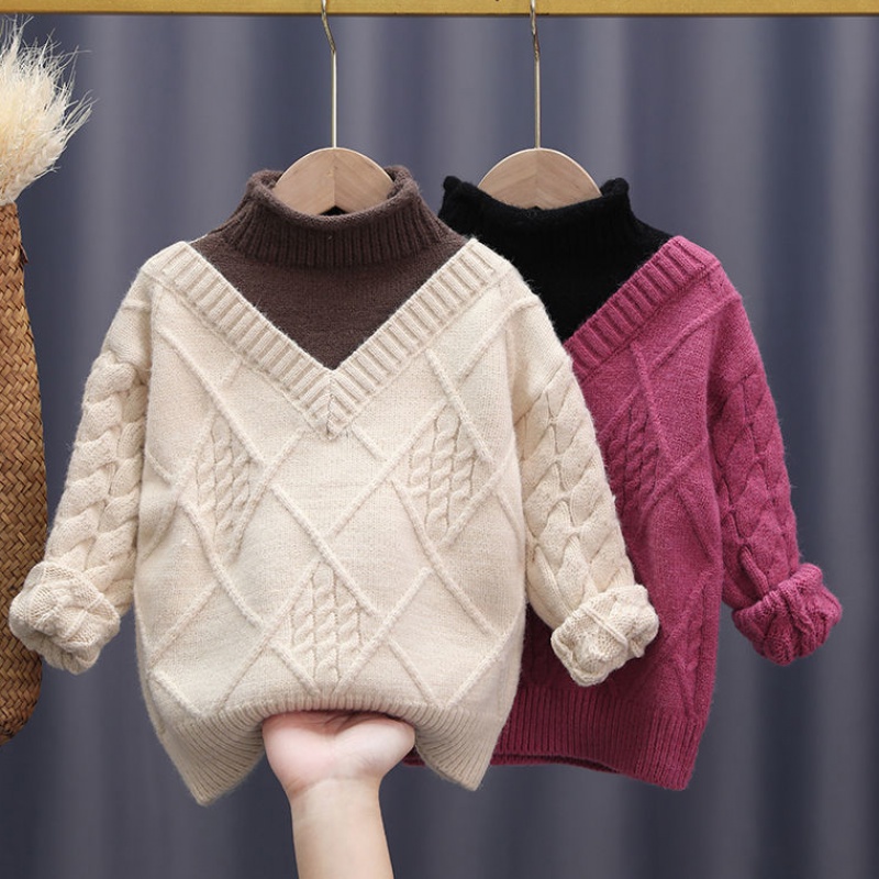女童毛衣秋冬季装新款韩版中宝宝洋气高领儿童针织打底衫保暖加厚