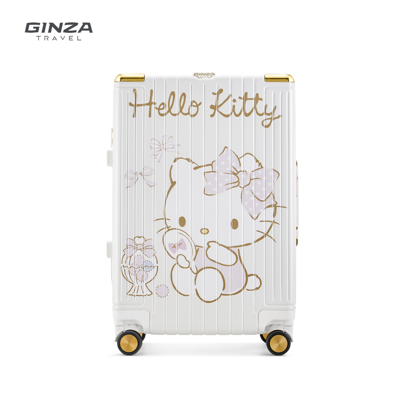 银座HelloKitty正版大学生大容量PC铝框旅行箱可爱26寸女款行李箱