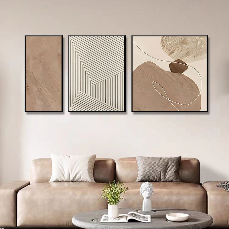 现代北欧三联抽象沙发背景微喷艺术装饰画简约时尚质感挂画