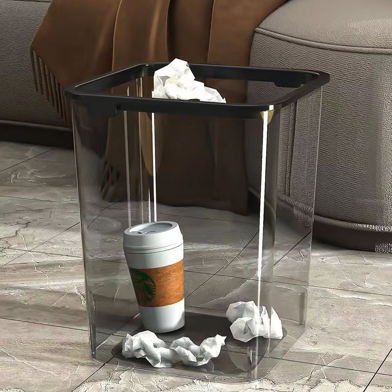 家用极简轻奢客厅卧室办公室宿舍专用大号无盖简约pet透明垃圾桶