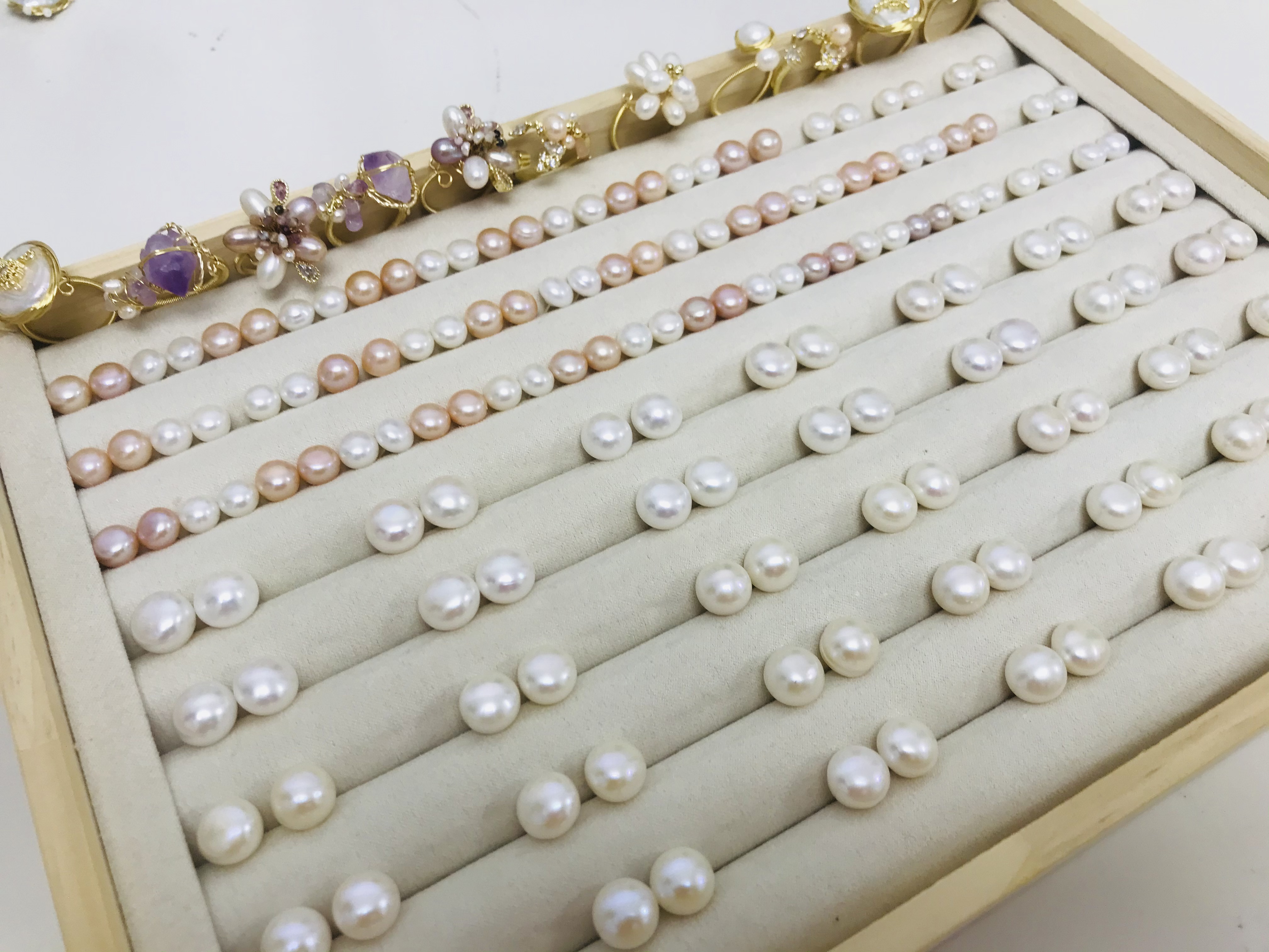     天然淡水珍珠耳钉气质百搭设计馒头珠