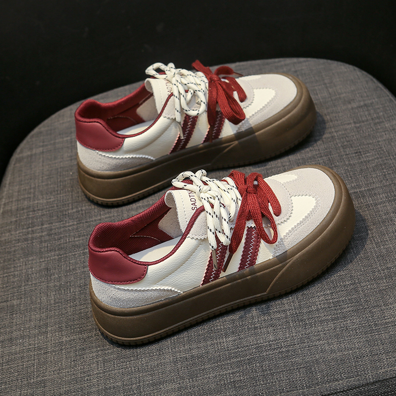 芭漫珊新款板鞋女2024秋季时尚韩版小众百搭运动休闲鞋复古德训鞋