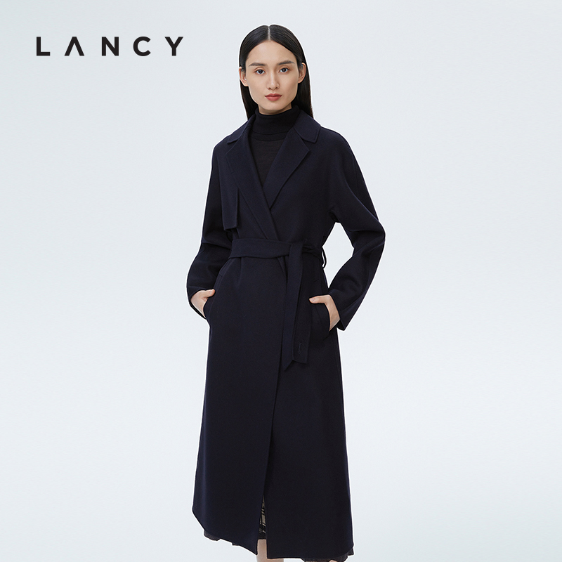 【“静奢风”&“薄荷曼波”】双面呢长大衣气质士藏蓝色