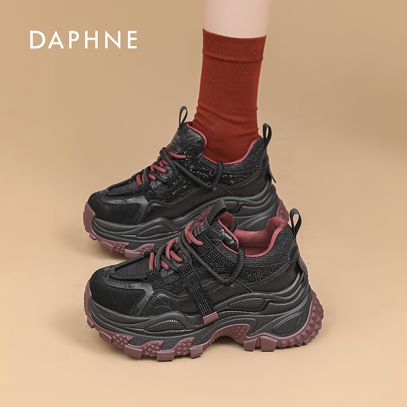 Daphne/达芙妮女鞋2024秋季老爹鞋厚底增高百搭运动休闲撞色6290D