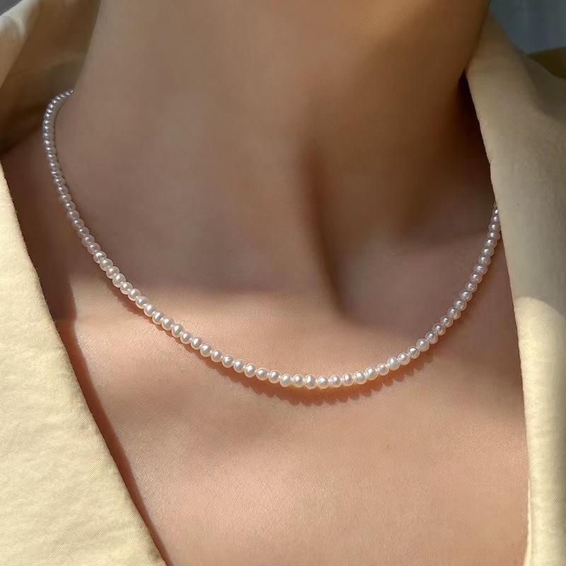 爱源珠宝 链子925银 小米珠baby珠项链 生日礼物百搭叠戴2025爆款