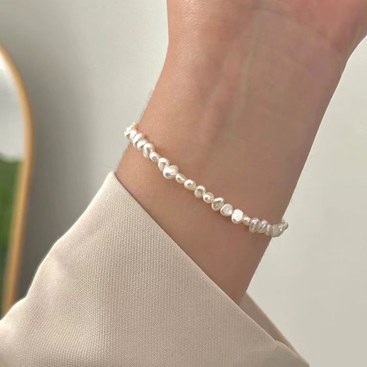 可可豆巴洛克-天然淡水珍珠手链 不规则形状 S925银配件 气质百搭