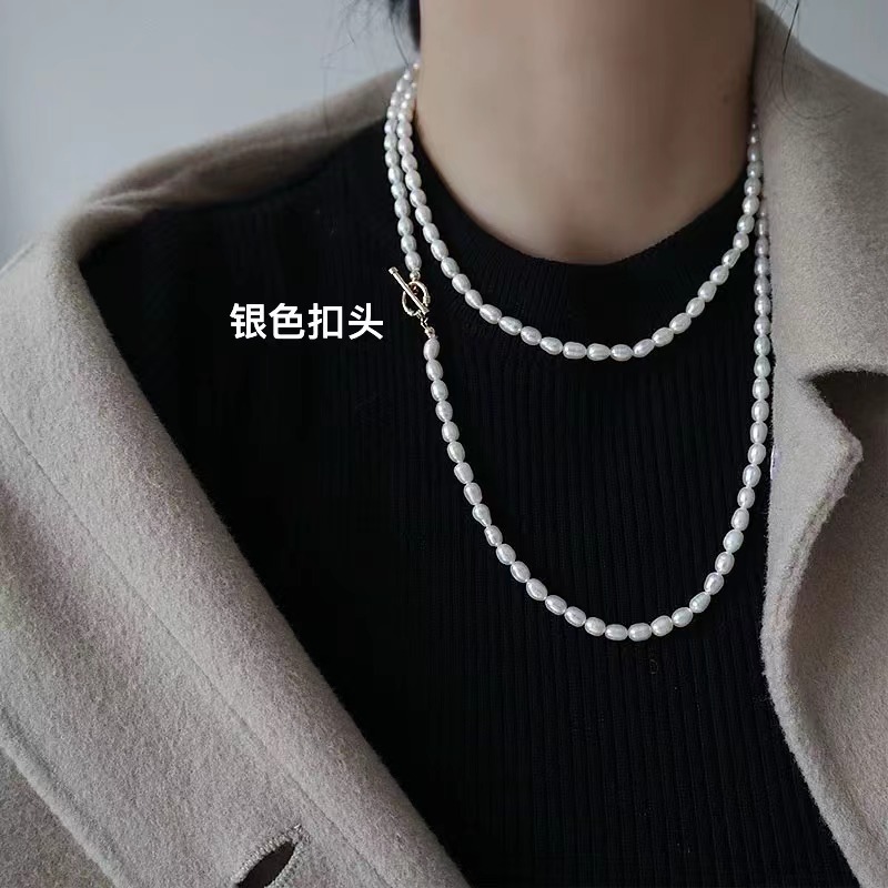 链子925银 毛衣链-米粒型配925银扣头-大自然珠