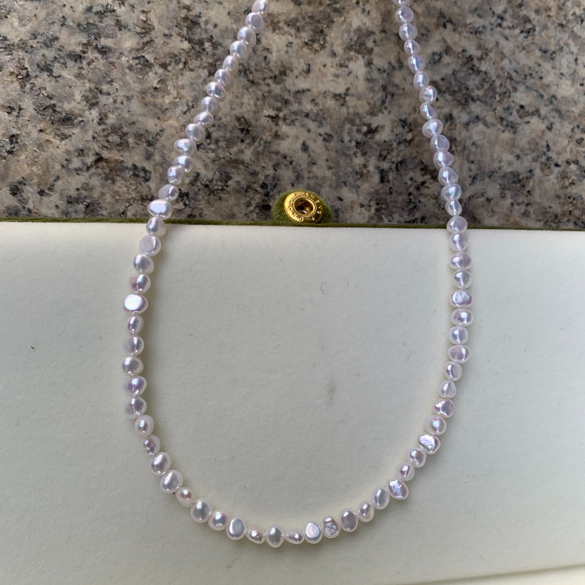 925银银制品 伴彩白雪-2面光巴洛克项链 不规则形状 个性简约百搭