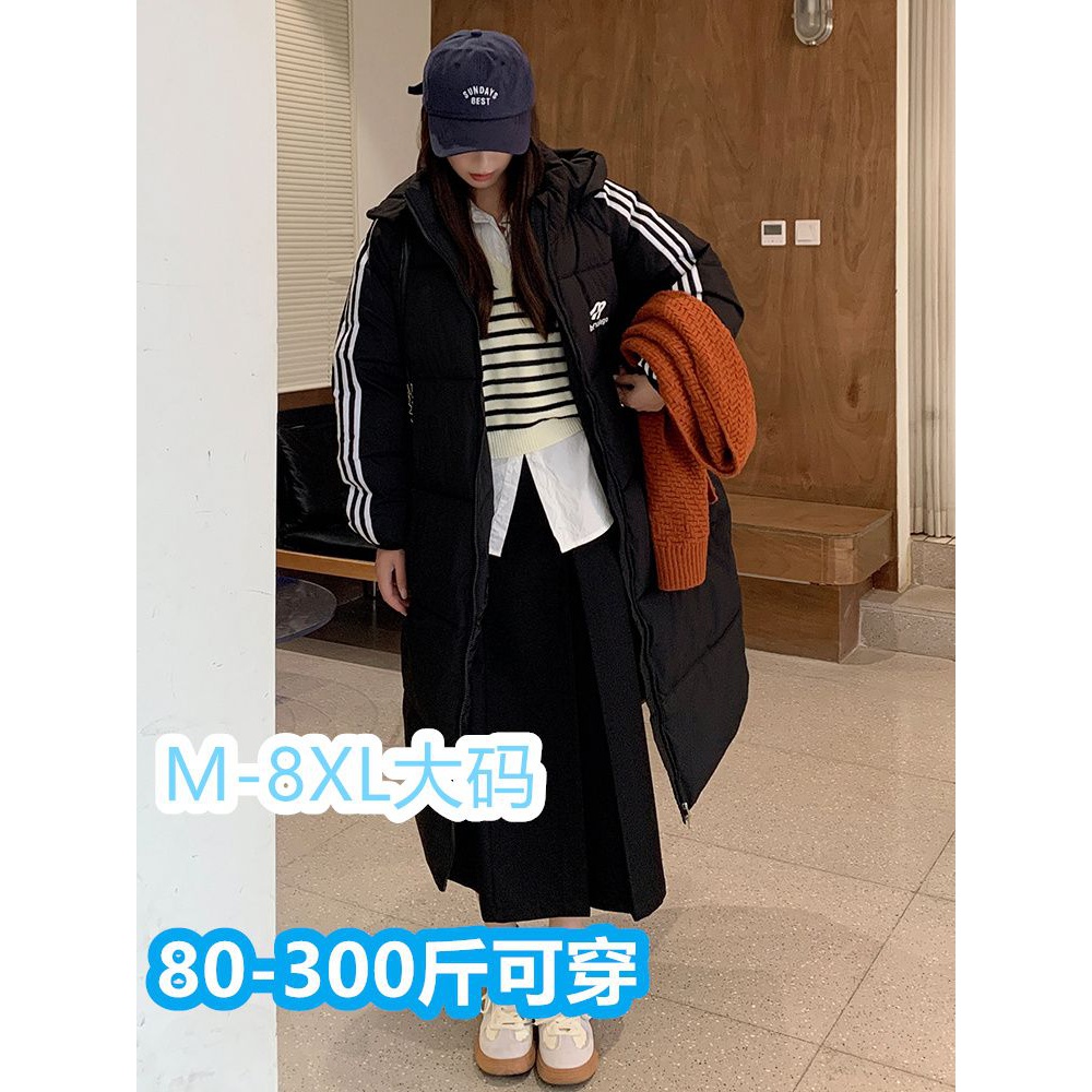 大码胖300斤长款羽绒羽绒棉女冬季宽松慵懒风气质棉衣羽绒羽绒棉