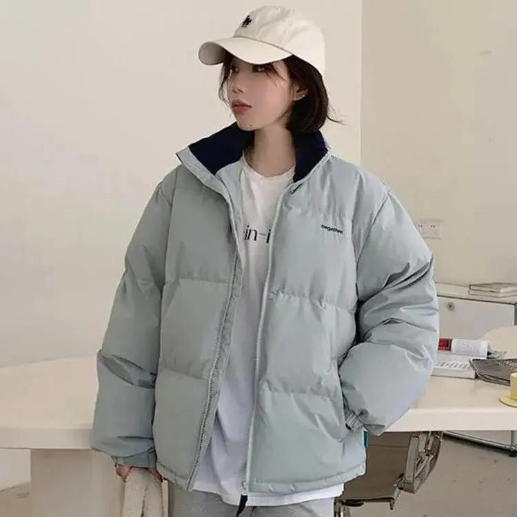 新款爆款绿色羽绒服女短款冬季2023年新款加厚韩版宽松潮牌情侣