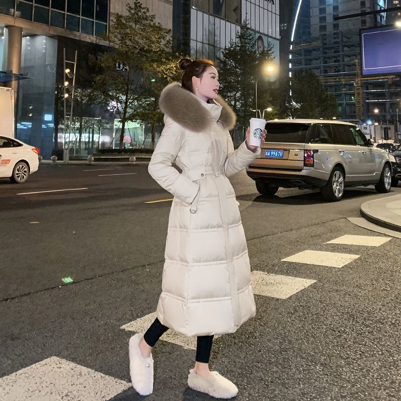 反季羽绒服女长款冬季白鸭绒加厚收腰修身韩版显瘦过膝女装外套潮