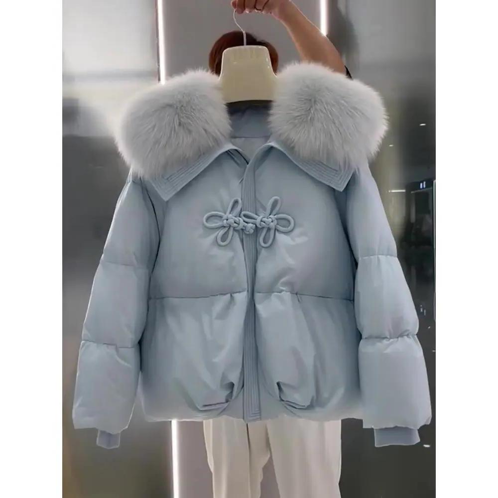 乐乐伊曼高级设计感短款羽绒服服女2023冬季大码新中式国风棉衣棉