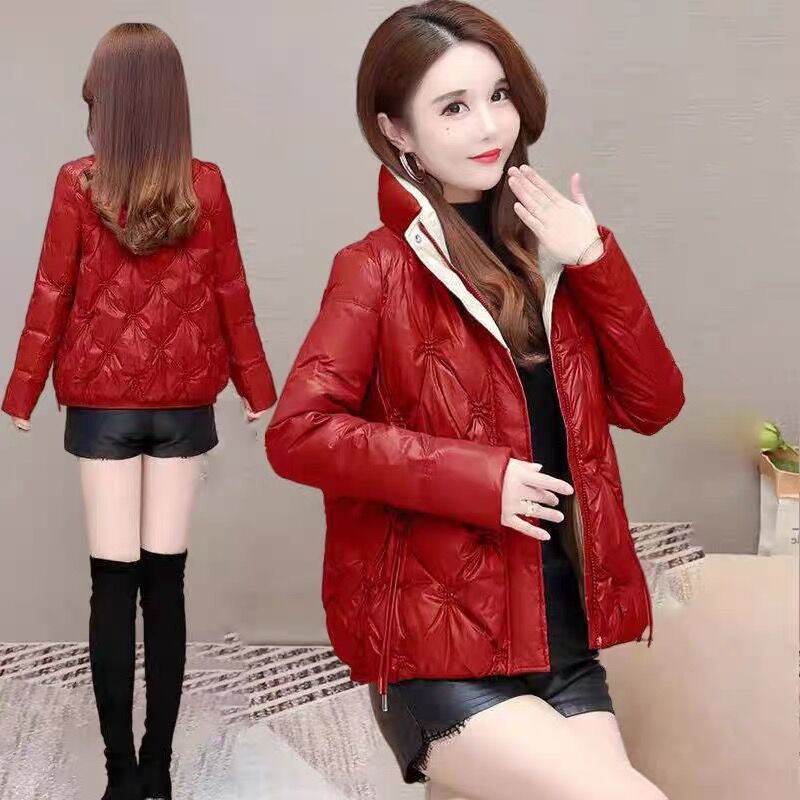 亮面免洗羽绒服女短款20233新款韩版棉衣加厚冬季小个子棉