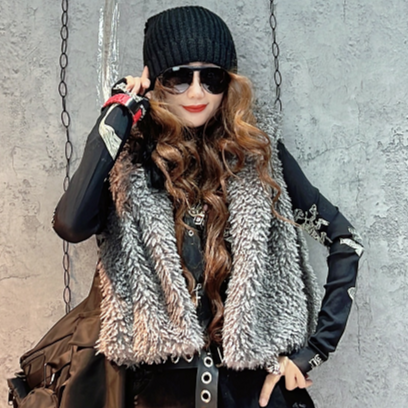 羔毛开衫宽松马甲