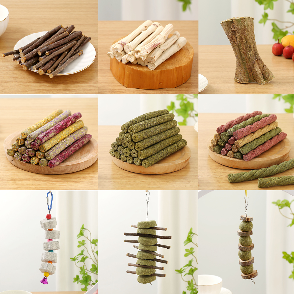 【磨牙用品集锦】 兔子龙猫荷兰猪磨牙专用 磨牙棒苹果枝甜竹串套餐