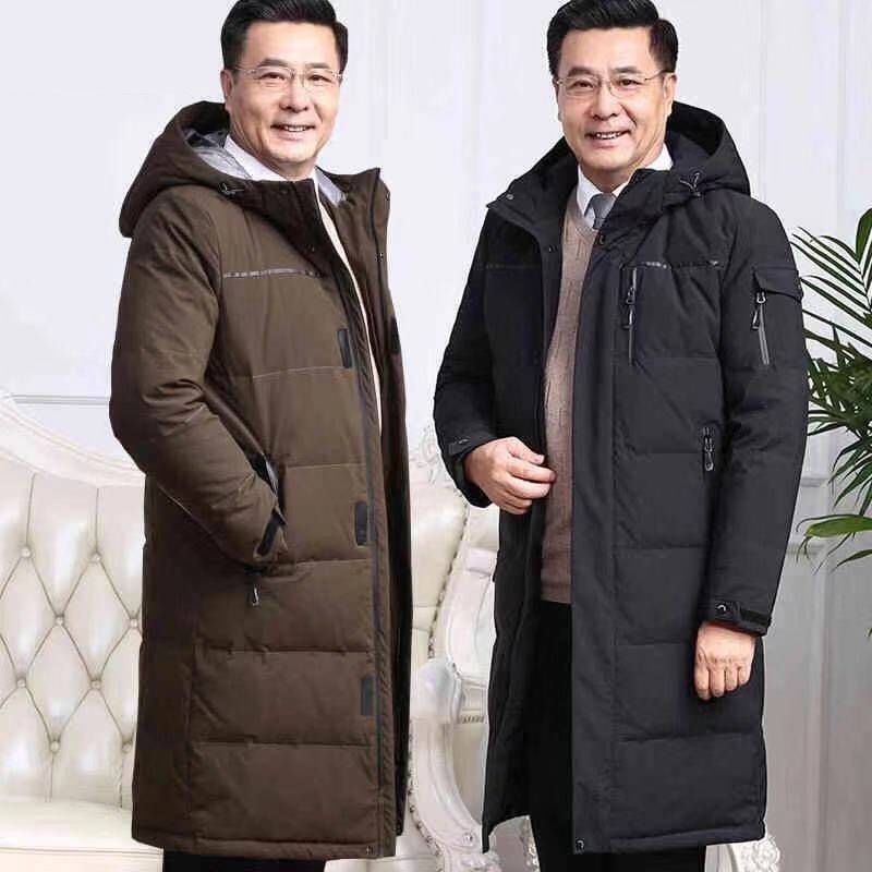 雅鹿新款2024新款羽绒服男冬装长款过膝加厚中老年白鸭绒保暖百搭