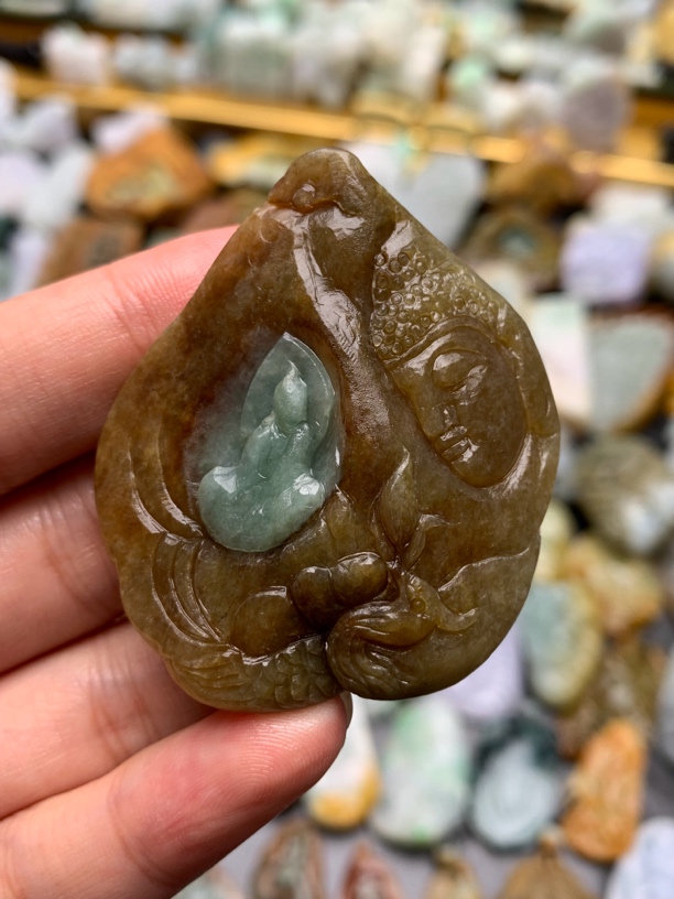 天然缅甸翡翠A货佛魔一念