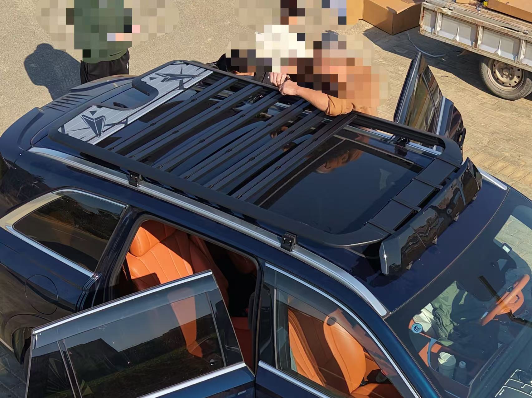 问界m9车顶平台行李框架M7改装爬梯铝合金天幕行李架越野车配件