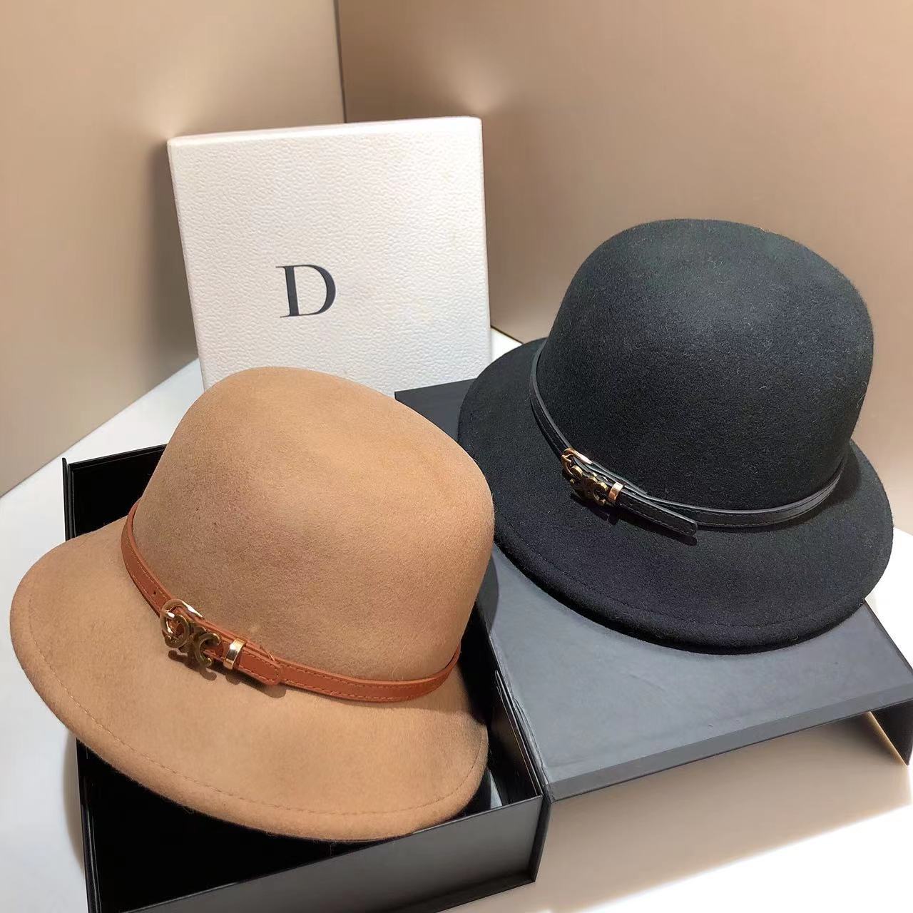 北欧简约日系纯色羊毛盆帽时尚百搭复古赫本风礼帽韩版秋冬丸子帽