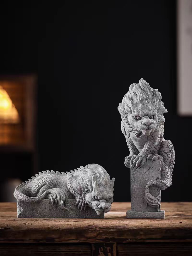 创意复古招财瑞兽工艺品狮子貔貅麒麟造景摆件茶几装饰品摆件