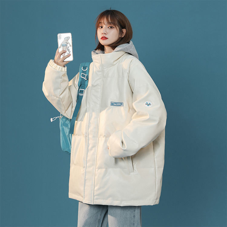 YAYA鸭鸭白鸭绒2024羽绒服新款pu皮女季加厚港风连帽oversize外套