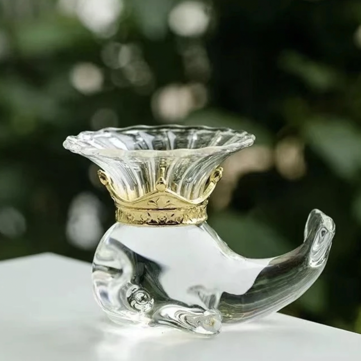 水晶玻璃鲸鱼日式茶滤茶道创意器具耐热高档家用送礼玻璃工艺品