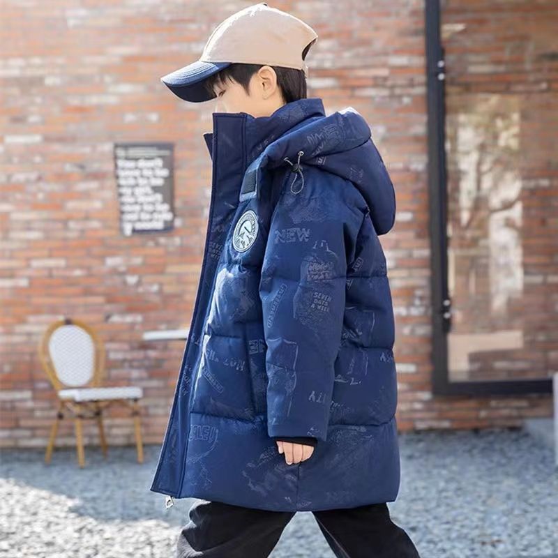 新品巴拉巴拉新款儿童羽绒服男童洋气冬季中大童长款加厚男孩迷彩