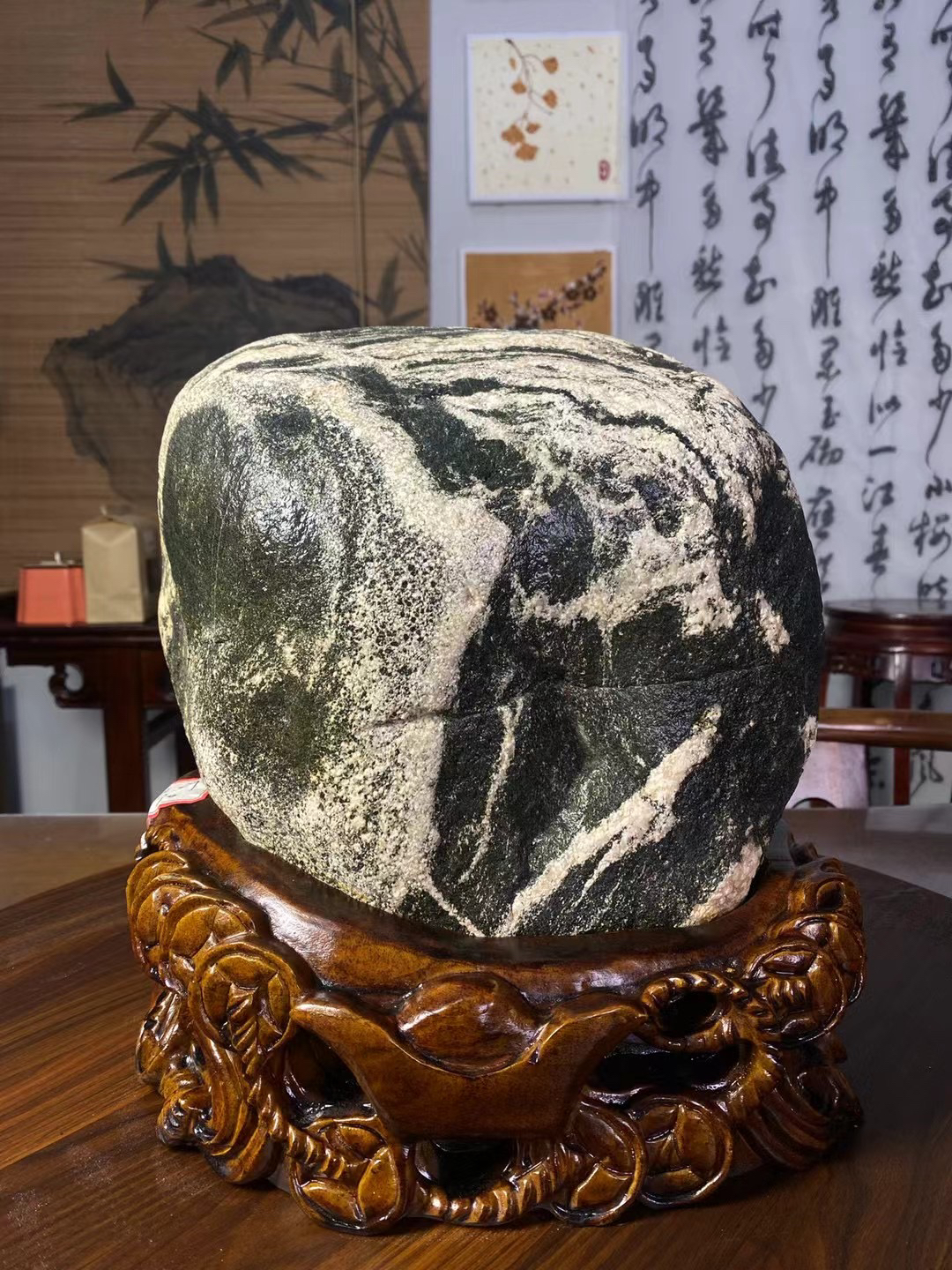 室内平安石摆件【灵鼠献财】高30cm～宽29cm～厚20cm～