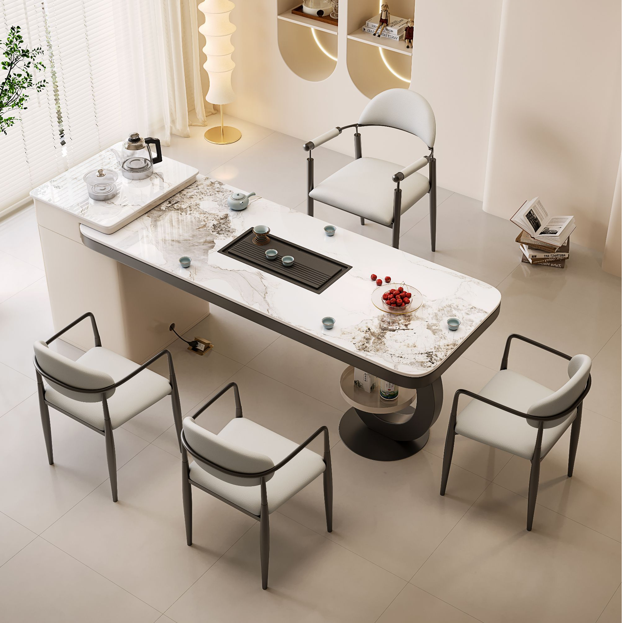 阳台岩板茶桌椅组合家用办公茶台轻奢现代高级感泡茶桌子居家好物