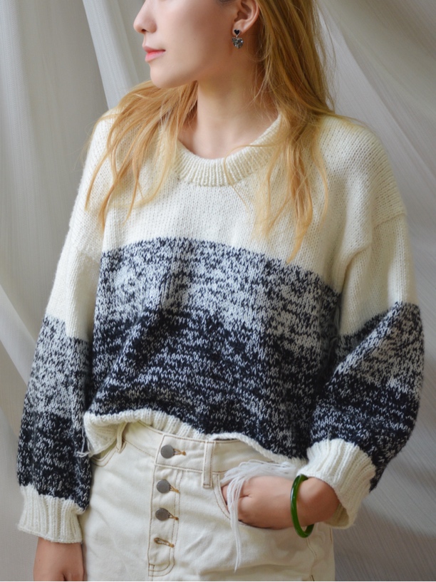 酸奶原创/手工编织/时尚破洞/毛衣同款线材（非成品）情侣装亲子装