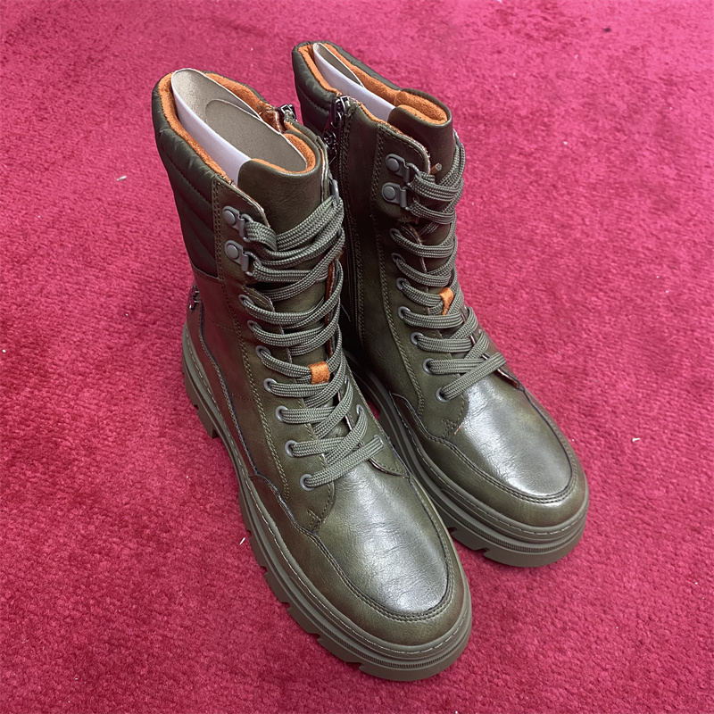 23年新款时尚百搭系带平底拉链马丁靴