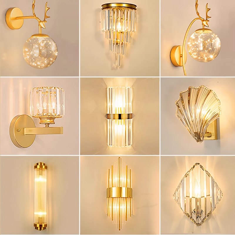 北欧轻奢水晶壁灯后现代简约客厅背景墙楼梯过道走廊卧室床头灯具