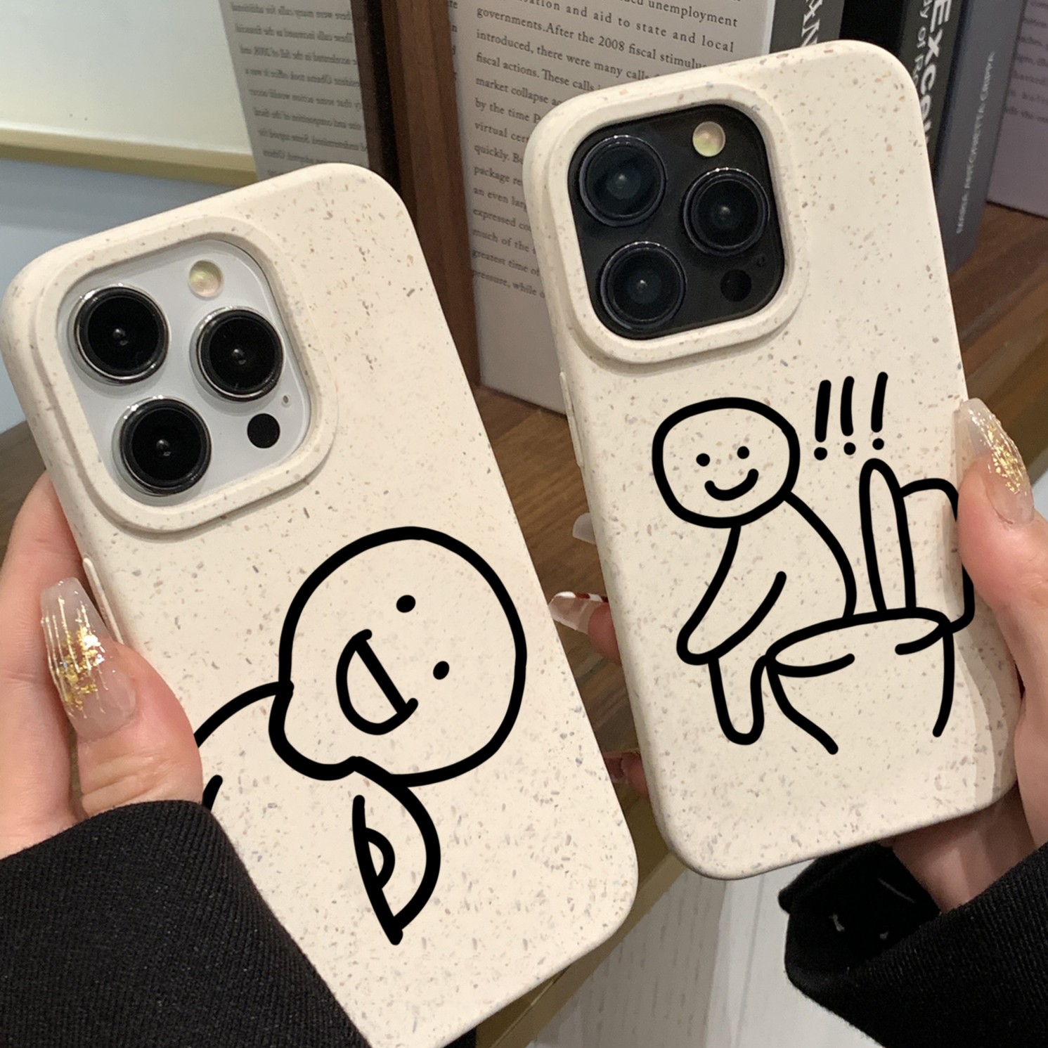 线条小人苹果15手机壳iPhone14promax小麦7/8plus创意13/12/11/xr