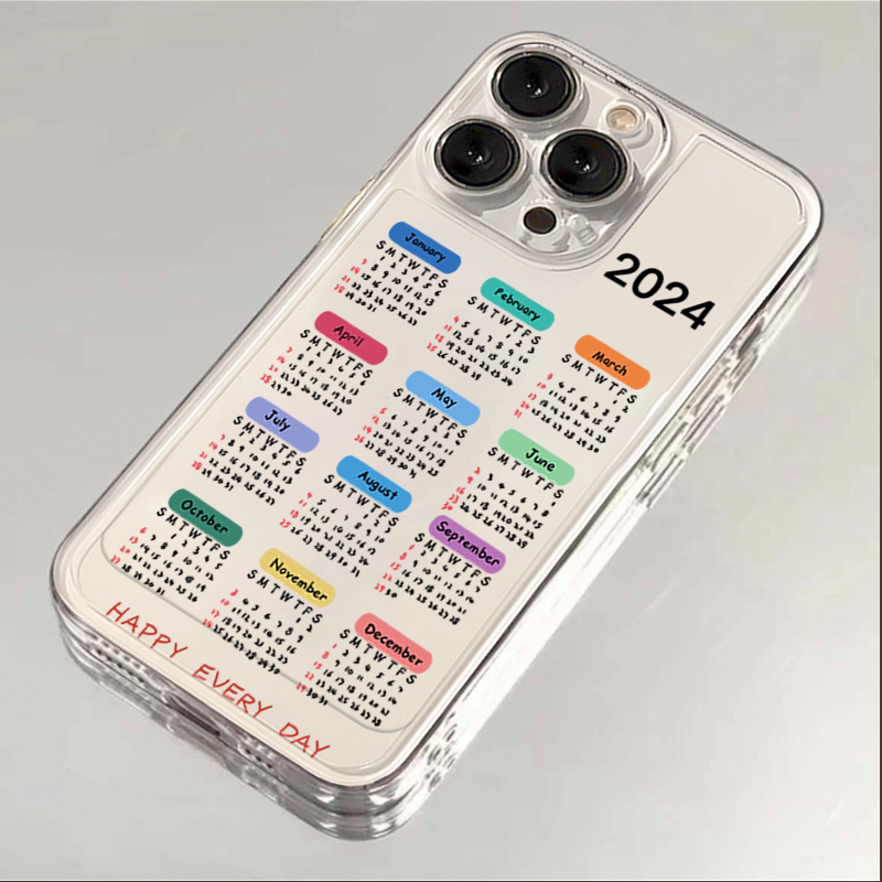 2024日历图适用iphone14promax苹果15手机壳13卡通12创意个性小众