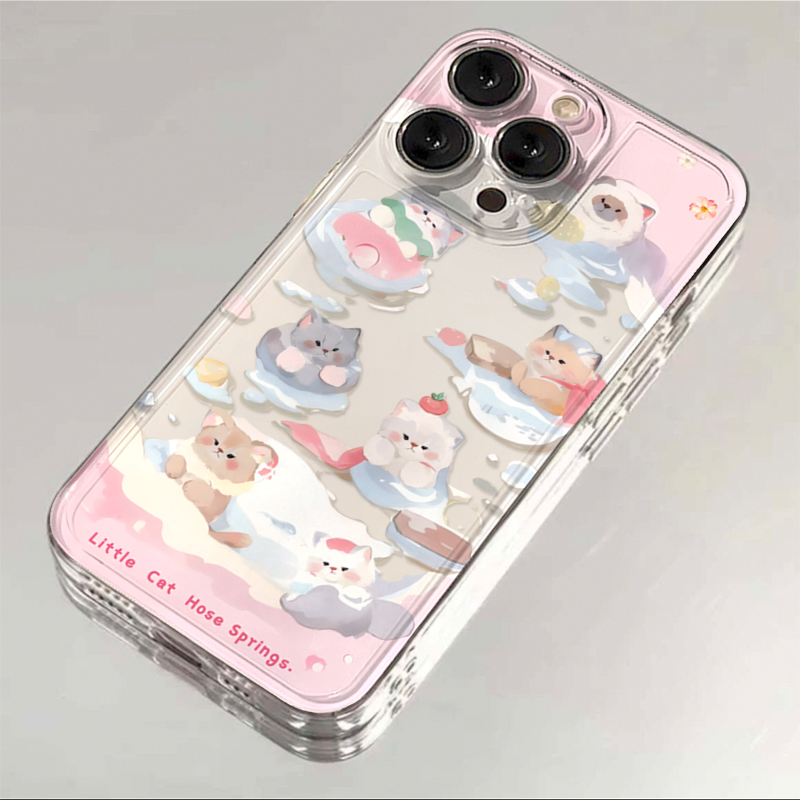 雪地猫咪iphone15苹果手机壳14promax卡通13pro透明12高级11全包e