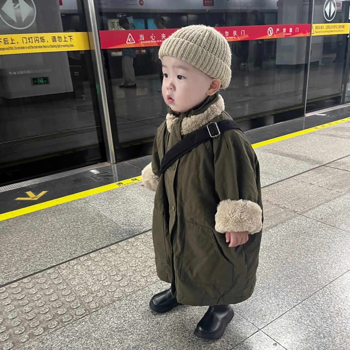 儿童男童棉衣加绒加厚保暖童装冬季中长款女童棉服2024新款外套帅