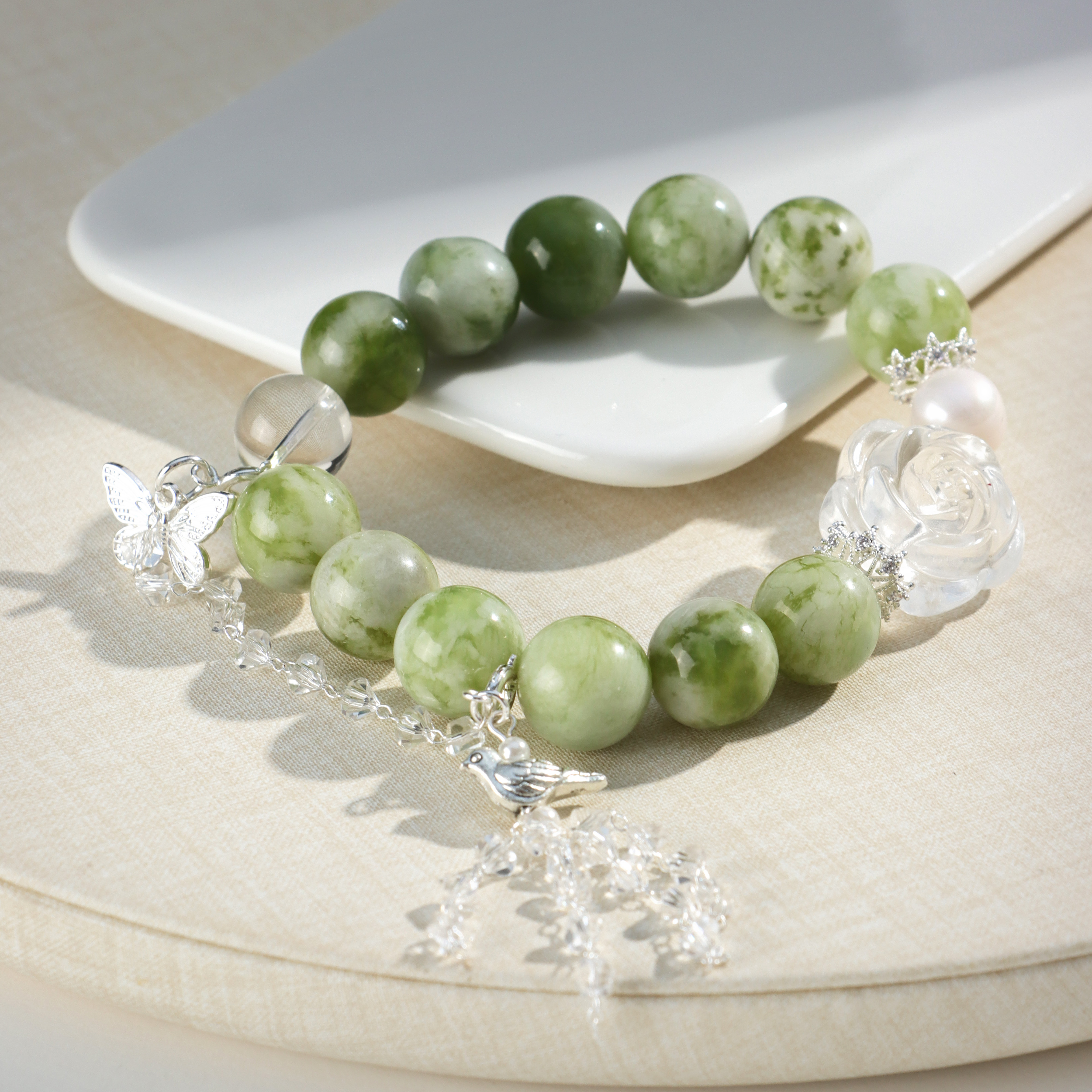 DL1327岫玉花朵手链-13