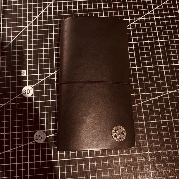 手工真皮手帐21x11cm活页本芯头层植鞣牛皮本子