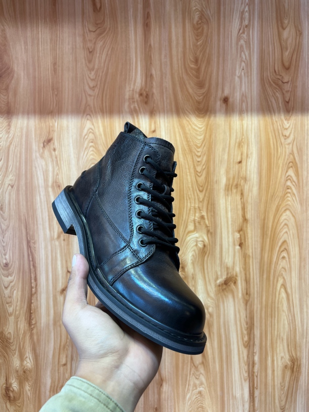 马丁靴男真皮短靴英伦风商务高帮皮鞋系带中帮靴子