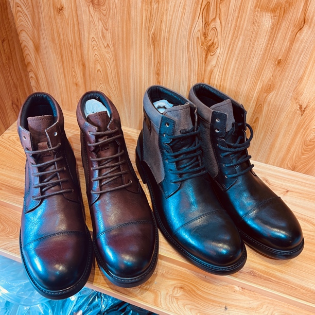 班比帝伦高档手工牛皮皮靴英伦复古马丁靴男款真皮休闲系带男靴子