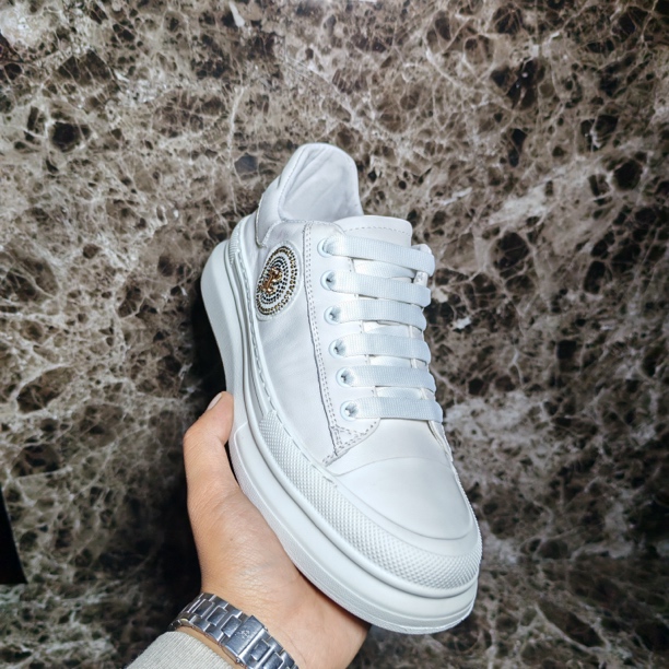 小白鞋男2023春季新款真皮麦昆男鞋厚底轻便潮流减震运动休闲板鞋