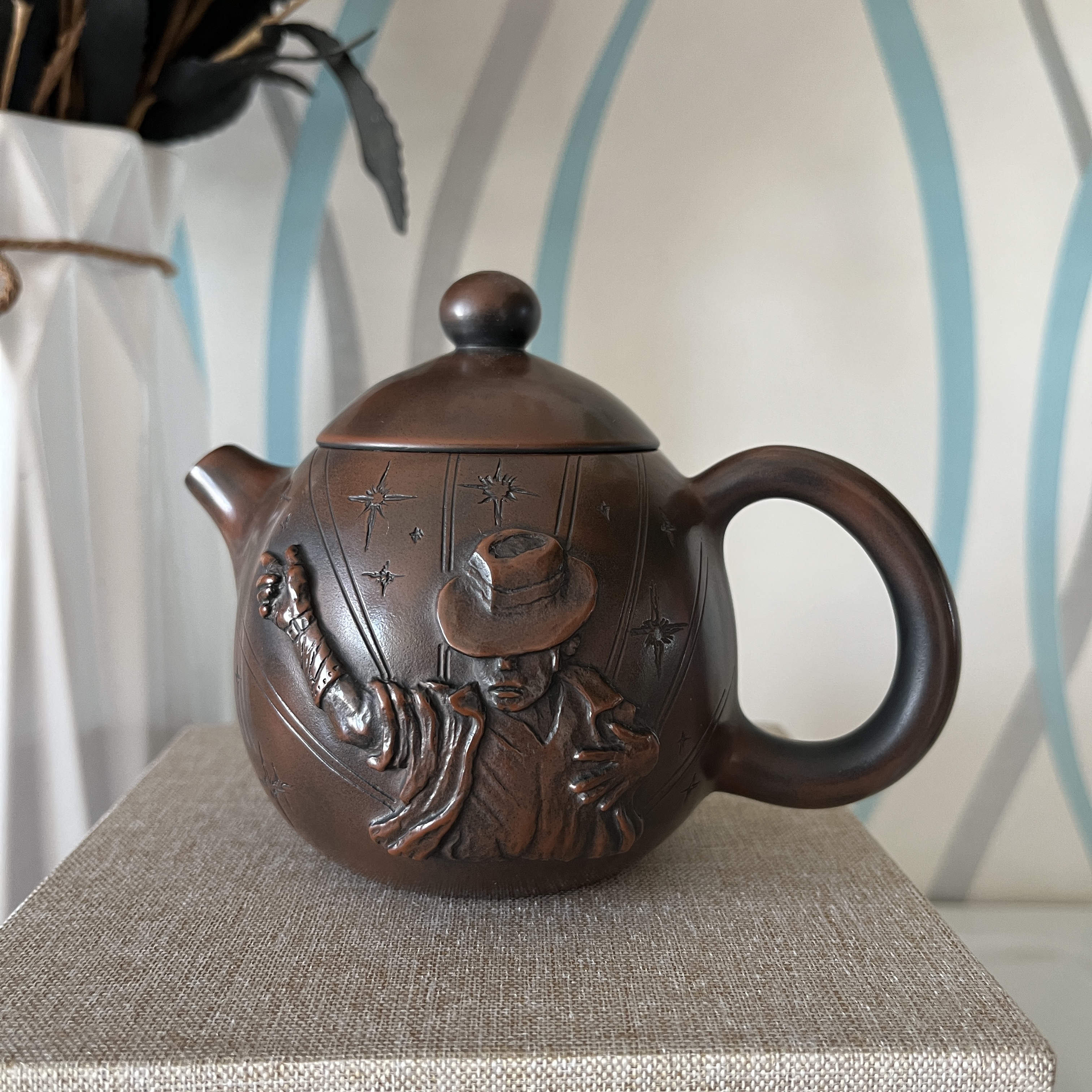 【青芊】云南建水紫陶堆雕龙旦壶240cc茶壶