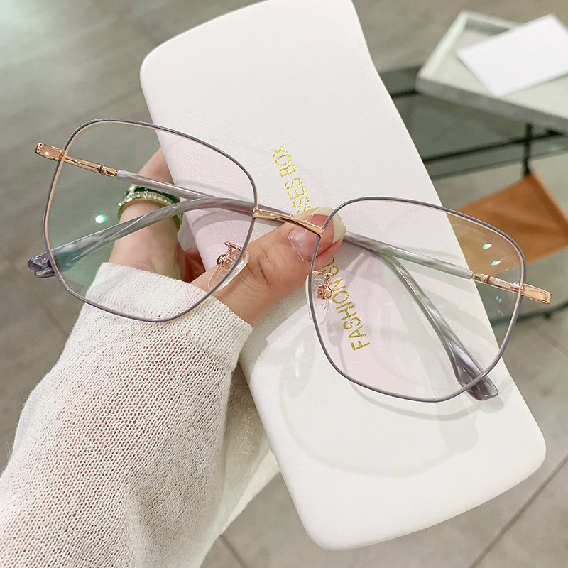 复古大框眼镜女时尚潮流素颜神器防蓝光显脸小金丝细边近视眼镜框