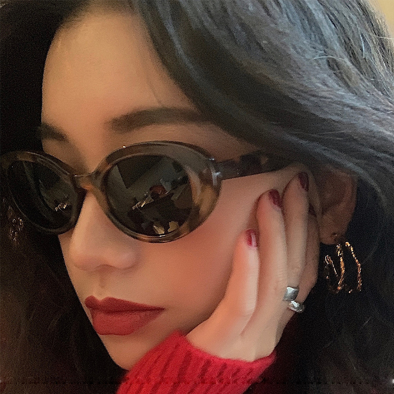 槑槑哒-复古猫眼椭圆韩版防紫外线太阳镜欧美网红街拍偏光墨镜潮