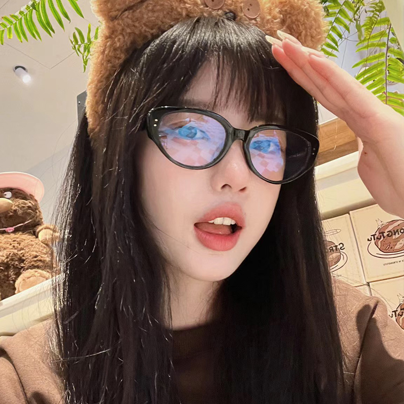 【粉丝专属】猫眼眼镜潮ins网红拍照平光镜防蓝光女可配近视眼镜框