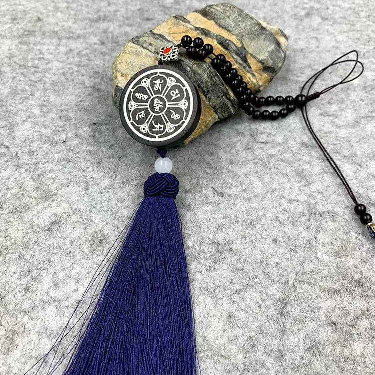 时尚 车挂  檀木镶银（六字） 挂件梵文车挂【款号127*】