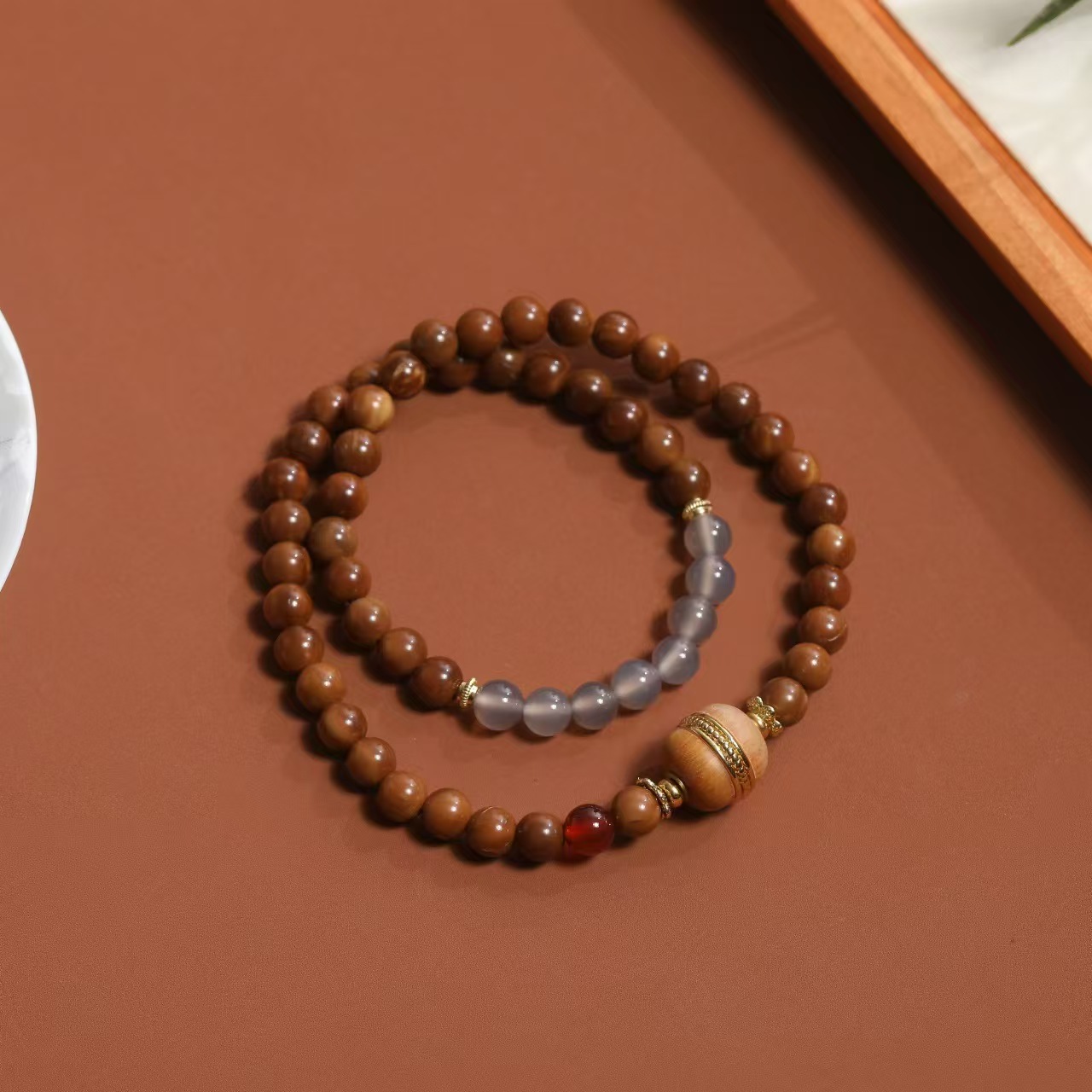 巴西库克+玛瑙 转云芭比檀 6mm左右 双圈手串【款号258*】